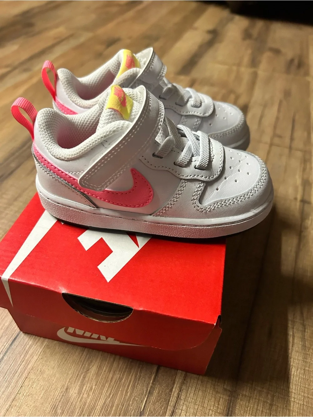 Nike Court Borough Low 2 (TDV) Toddlers 7c In White/Sunset Pulse